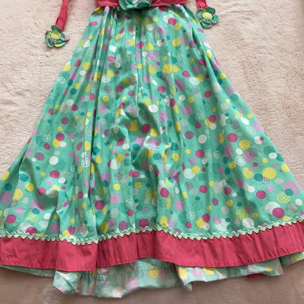 Lola Et Moi Pink Blue Polka Dot Halter Dress - Picture 3 of 5